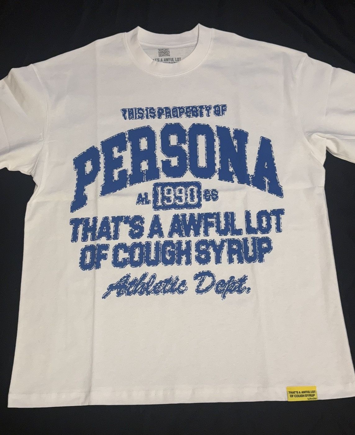 Cough Syrup T-Shirt Blue and White Size Large Short Sleeve Brand New with Tags