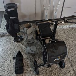 Foot Surgery Bundle - Includes Peg Leg, Knee Scooter, Crutches, Etc