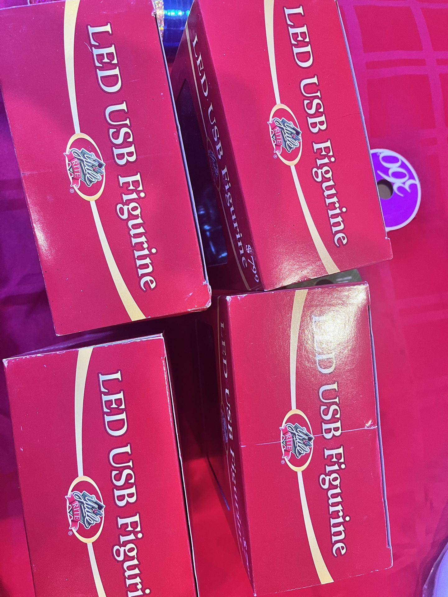 4Yule Rite LED USB Santa Figurine - Color-Changing Crystal Ornament, New in Box - Holiday Desk Decor!