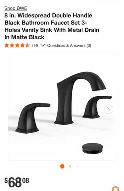 BWE Matte Black Widespread Double Handle Bathroom Faucet