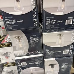 Hampton Bay Gaspar 7 in. Brushed Nickel Flush Mount Clear Glass