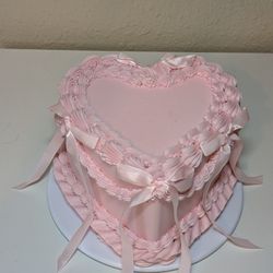 6" Pink Fake Heart Cake