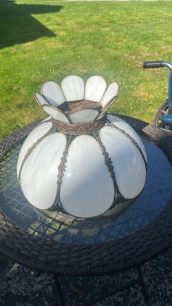 Antique slag, glass, tulip style lampshade