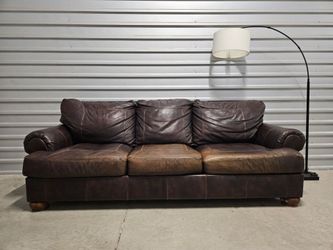 Real leather 🔥 Brown 3 Seater Only Couch 🛋  (Delivery Available) 🚛