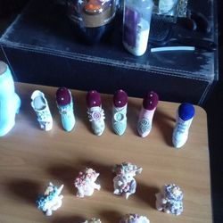 Miniature Shoe Pin Cushions And Mini Cherubs