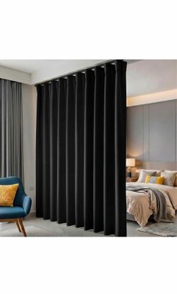 hoeflife Room Divider Curtains Blackout Floor to Ceiling Curtain with Hook Wall Mount Sliding Door Curtains Ceiling Mount Extra Wide Curtain Wall Divi