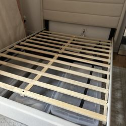 Beige Headboard And Bed Frame (Full)