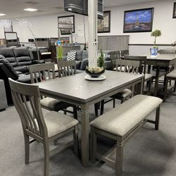 6PC Gray Dining Table Set