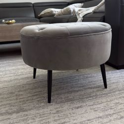 Grey Velvet Ottoman