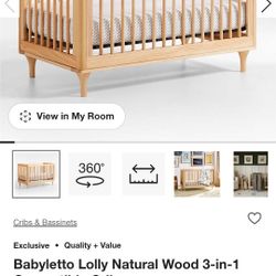 Crate & Barrel Babyletto Lolly Natural Wood 3-in-1 Convertible Crib