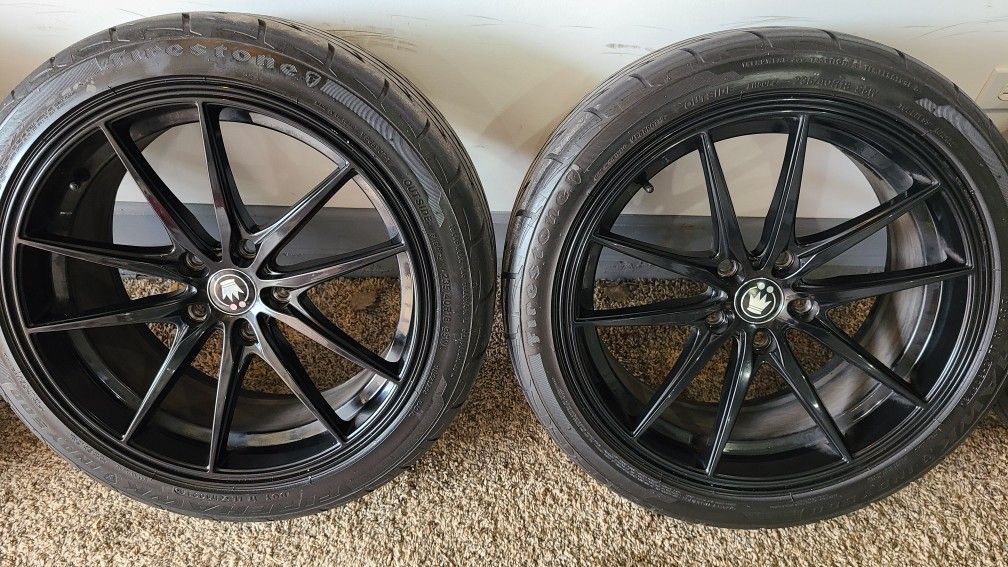 18in Konig Oversteer Black Wheels W/ Firestone Firehawk Tires