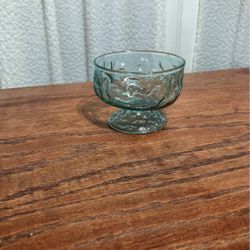 Vintage Milano Crinkle Iced Aqua Blue Footed Dessert Dish