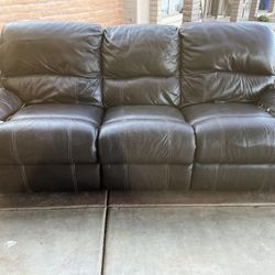 FREE Power, Reclining, Leather Sofa, And Loveseat With Consul