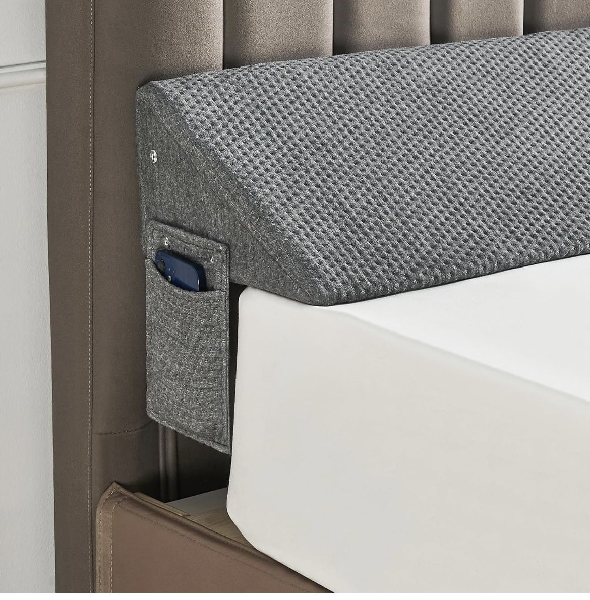 New In Box Bed Wedge Pillow for Headboard Gap Filler(60"x6"x10")Mattress Gap Filler(0-8")Dark Grey