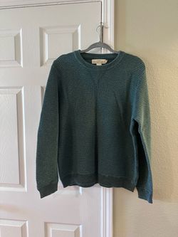 Green Ribbed Knit Crewneck Sweater