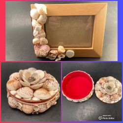 Seashells Trinket Box & Picture Frame Lot
