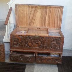 Hand Carved Chest From Japan 
