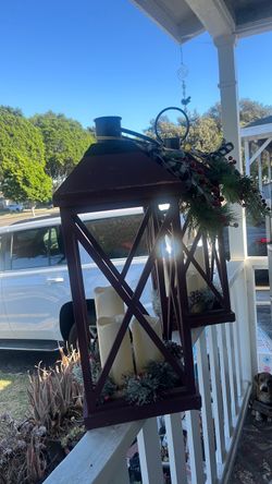 Two x MAs lights with candles for Christmas porch