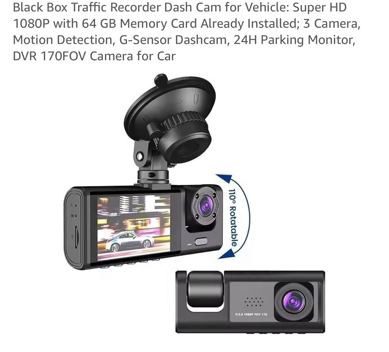 Black Box Traffic Recorder Dash Cam for Vehicle