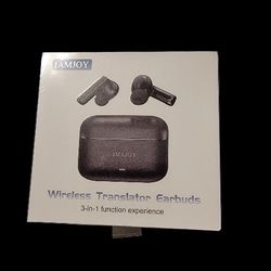 Black Wireless Translator Earbuds