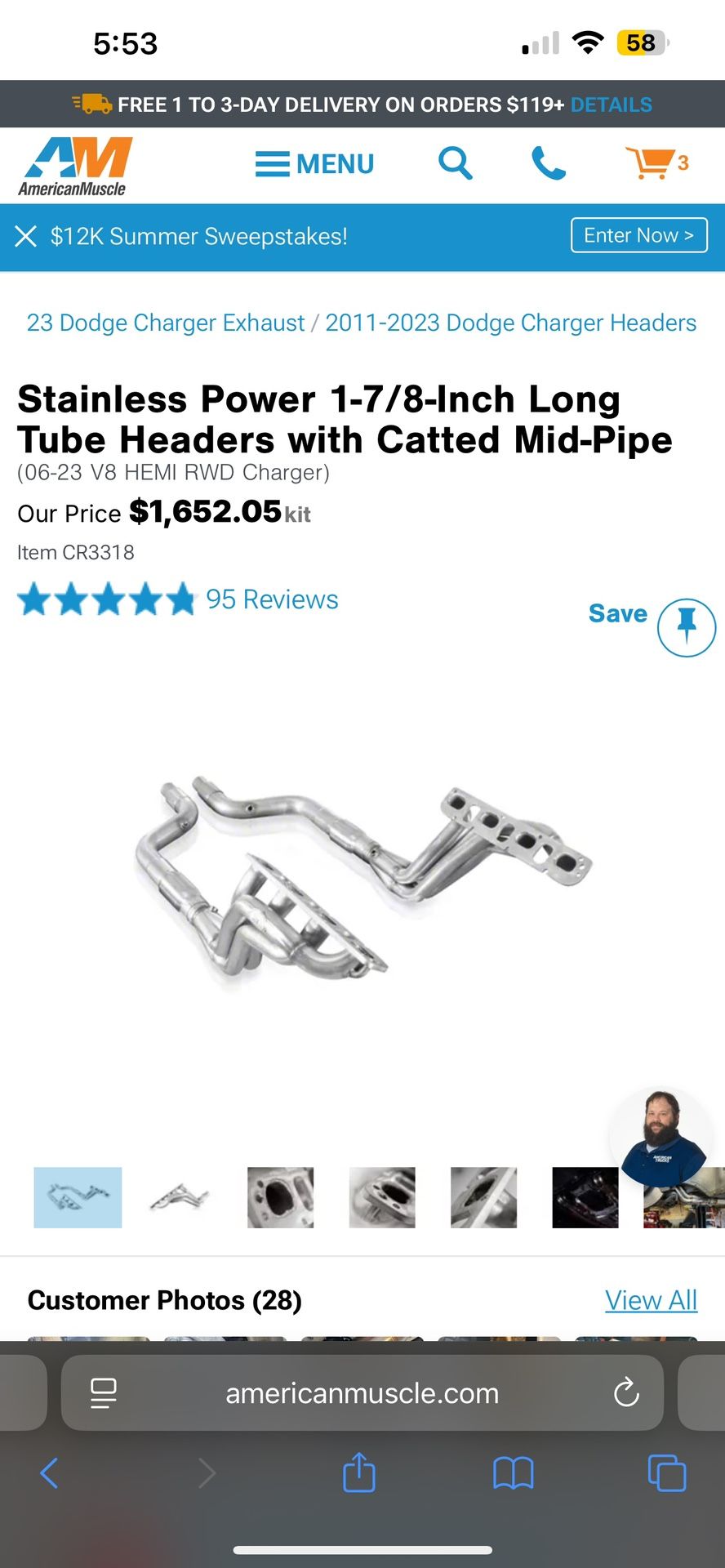 Charger Rt Longtube Headers