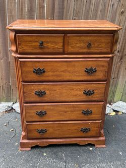 Vintage Wood Dresser Chest of Drawers