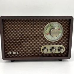 Victrola Retro Wood Bluetooth FM/AM Radio with Rotary Dial, Espresso Without Box