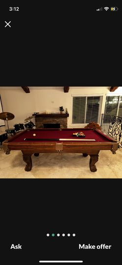Pool Table With Sticks And Balls