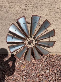 Rustic Metal Windmill Wall Decor