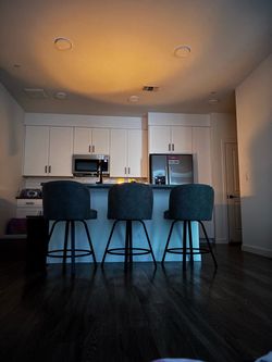 Set of 3 Upholstered Bar Stools
