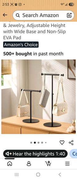 2 Pack T Bar Purse Display Stand, Adjustable Tabletop Bag Holder
Black T Bar Display Tree for Bags, Lanyards, Long Necklaces & Jewelry, Adjustable Hei