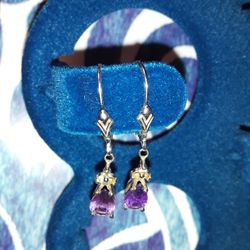Amethyst And Diamond Earrings 
