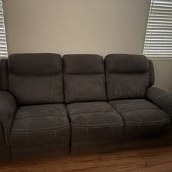 Suede Couch & Leather Recliner