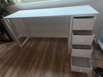 White Desk with 4 Drawers