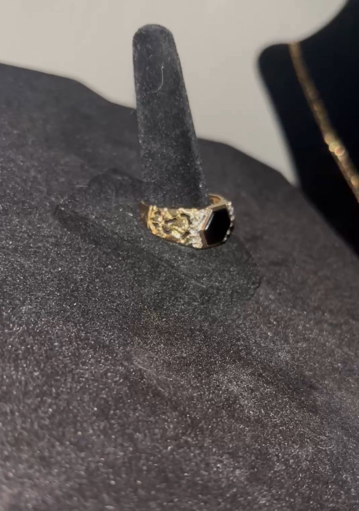 Nugget Diamond Onyx Ring