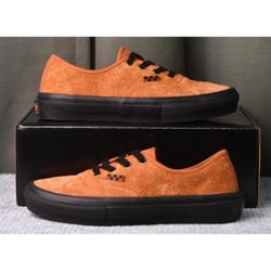 Vans Skate Authentic Shoes Hairy Suede Black Rust