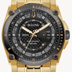 Mens Bulova  Precissionist 46.5 mm PVD Gold Plated Watch