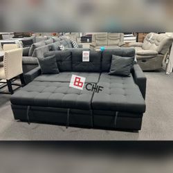 Sectional sofa with storage chaise and pullout bed 