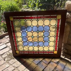 Outstanding Antique Stained Glass Window. 