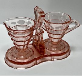 Indiana Glass Art Deco Sugar & Creamer