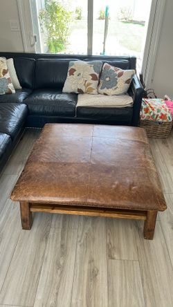 Pottery Barn leather ottoman