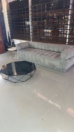 Gray Velvet Couch Modern