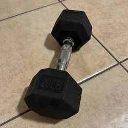 20 lb Rubber Hex Dumbbell