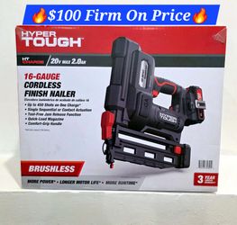 🔥Hyper Tough 20V Max Brushless Cordless 16-Gauge Finish Nailer Kit, 2-1/2 in., (1) 2.0Ah Lithium