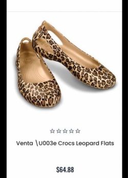 NEW Crocs Leopard Cheetah Animal Print Light Weight Comfortable Ballet Flat Slip On Shoes Women Size 6