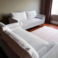 Modway Revive White Mid Century Modern Twin Sofa Set