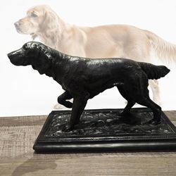Large English Setter Pointer Dog Statue Plaster Hunting Figurine 16.5” Heavy