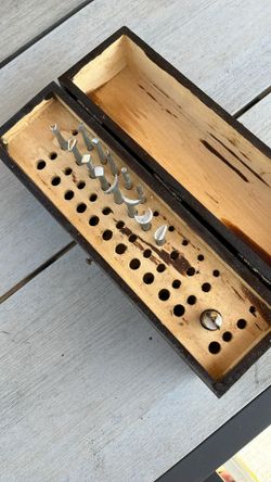 Set Of 14 Leather Stamping / Sterling Silver Craft Tool Set In Wood Box