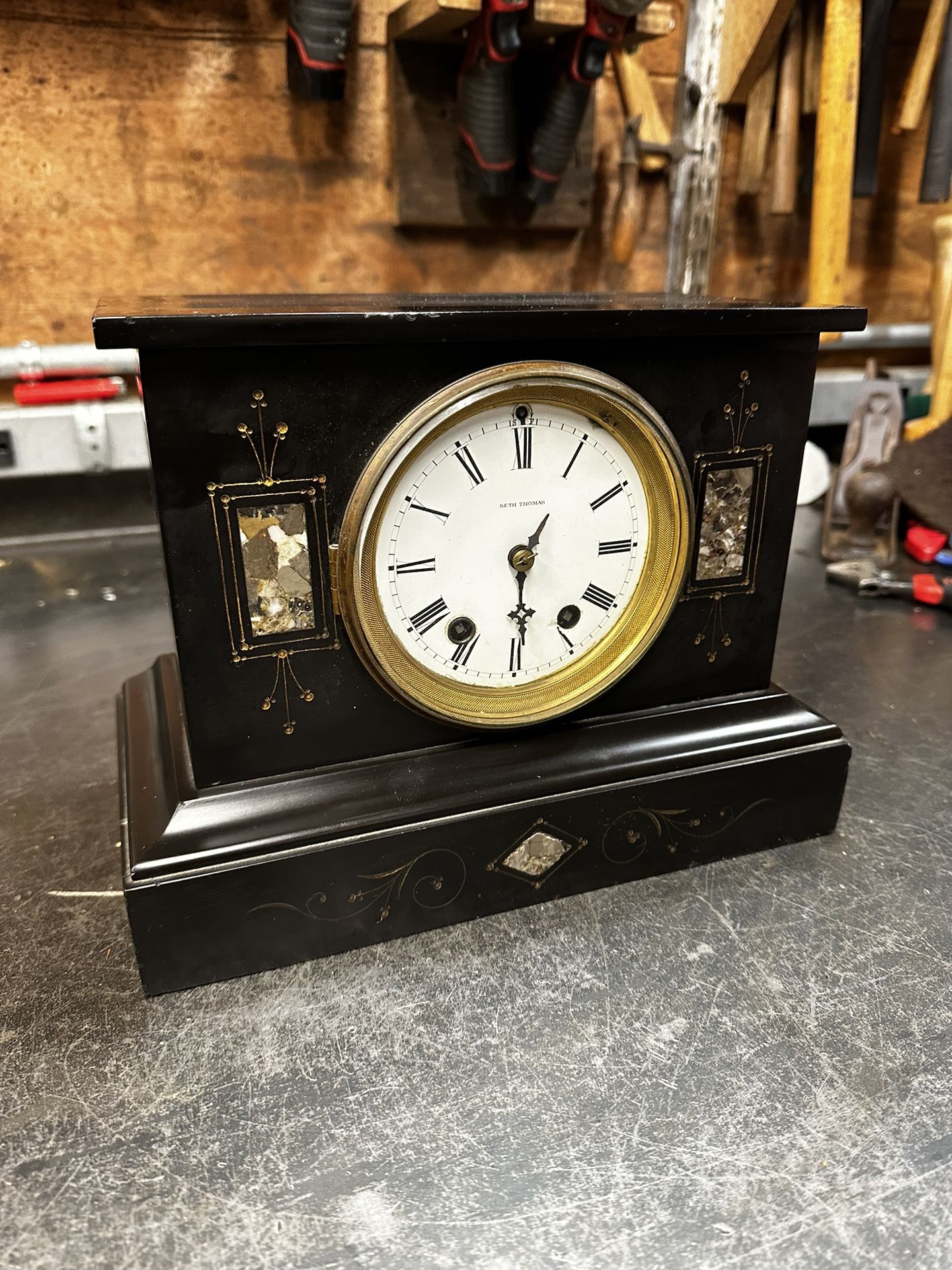 Antique Seth Thomas Adamantine Mantle Clock Shasta Early 1900s HEAVY Not Working