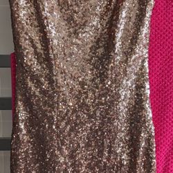 Lulus Bring It Rose Gold Sequin Bodycon Mini Prom Cocktail Dress  Size:xs